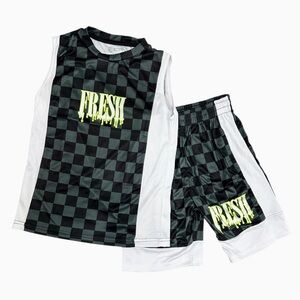 RGSTR :Boys Size 8 “FRESH” Checkered Sleeveless shirt and Shorts Set.